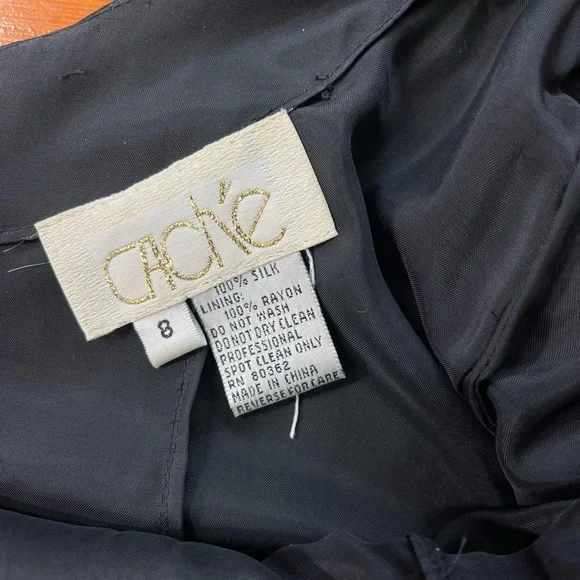 Vintage Cache Beaded Cocktail Dress – Glam 90s Rose Embellished Mini Sz 8 💛🍄 - Picture 8 of 8